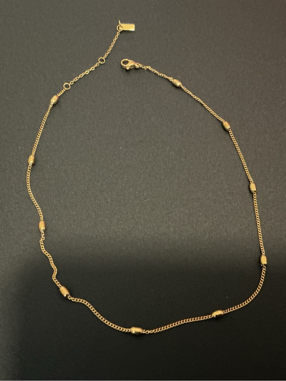 Atolea Delicate Gold Bead Station Necklace - Women Jewelry
